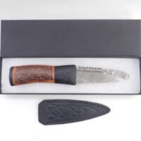 Natural Blackthorn Damascus Sgian Brew with local Bog Oak and Brazilian Purpleheart centre
