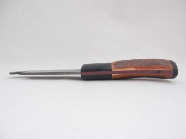 Natural Blackthorn Damascus Sgian Brew with local Bog Oak and Brazilian Purpleheart centre