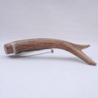 Scottish Roe Deer Antler Kilt Pin with Burr Wych Elm
