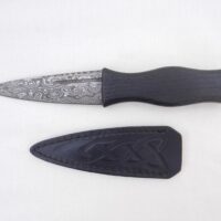 Damascus Steel Sgian Dubh in Scottish Bog Oak & Oak