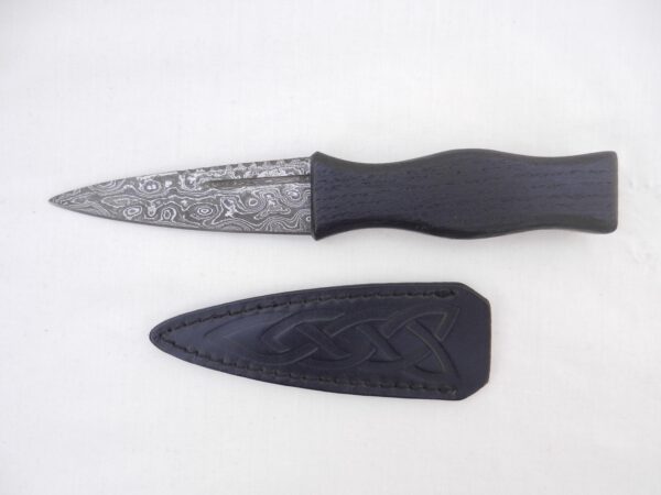 Damascus Steel Sgian Dubh in Scottish Bog Oak & Oak