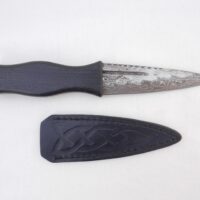 Damascus Steel Sgian Dubh in Scottish Bog Oak & Oak