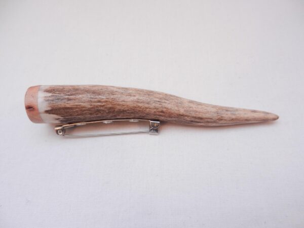 Red Deer Antler Kilt Pin: Scottish Burr Elm Sapwood Gift