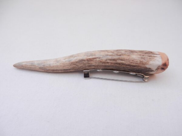 Red Deer Antler Kilt Pin: Scottish Burr Elm Sapwood Gift