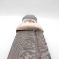 Scottish Bog Oak Sgian Dubh: Damascus Steel Blade, Antler Handle