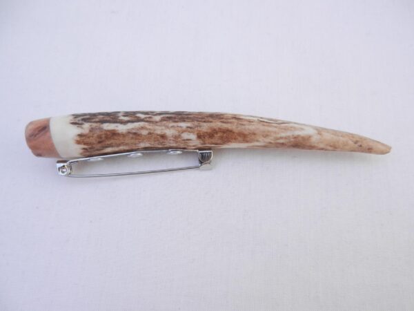 Red Deer Antler Kilt Pin: Scottish Burr Elm Sapwood Gift