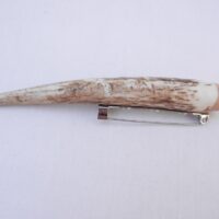 Red Deer Antler Kilt Pin: Scottish Burr Elm Sapwood Gift