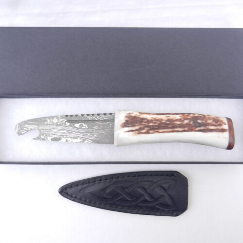 Scottish Red Deer Antler and Snakewood Damascus Sgian Brew