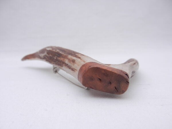 DSCN3078 Scottish Roe Buck Antler Kilt Pin with Burr Wych Elm - Large size