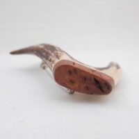 DSCN3095 Scottish Roe Buck Antler Kilt Pin with Burr Wych Elm