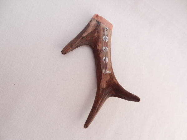 Scottish Roe Buck Antler Kilt Pin with Burr Wych Elm sapwood
