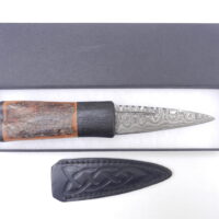 DSCN3107 Natural Blackthorn Damascus Sgian Dubh with Bog Oak and Brazilian Purpleheart centre