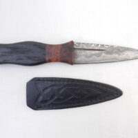DSCN3139 Bog Oak and Desert Ironwood Burr Damascus Steel Sgian Dubh- sharpened