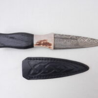 DSCN3247 Scottish Bog Oak and Natural Antler Damascus Sgian Dubh