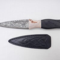 DSCN3248 Scottish Bog Oak and Natural Antler Damascus Sgian Dubh