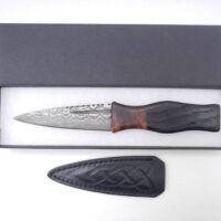 DSCN3253 Bog Oak and Desert Ironwood Burr Damascus Steel Sgian Dubh- sharpened