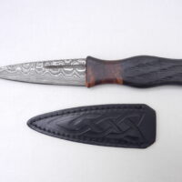 DSCN3254 Bog Oak and Desert Ironwood Burr Damascus Steel Sgian Dubh- sharpened