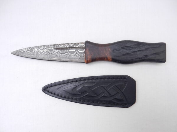 DSCN3254 Bog Oak and Desert Ironwood Burr Damascus Steel Sgian Dubh- sharpened