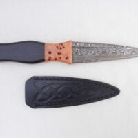 DSCN3363 Damascus Steel Sgian Dubh in African Blackwood and Burr Wych Elm Sapwood