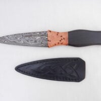 DSCN3364 Damascus Steel Sgian Dubh in African Blackwood and Burr Wych Elm Sapwood