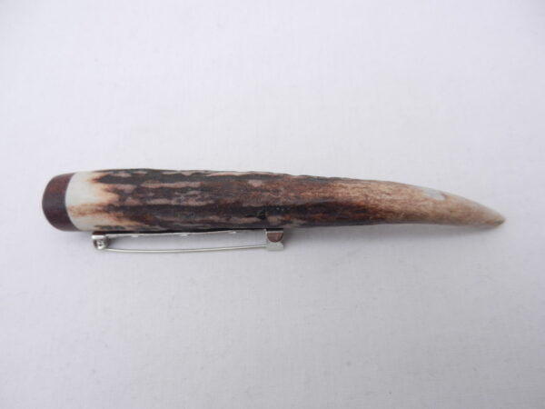DSCN3980 Scottish Red Deer Antler Kilt Pin with Surinese Snakewood