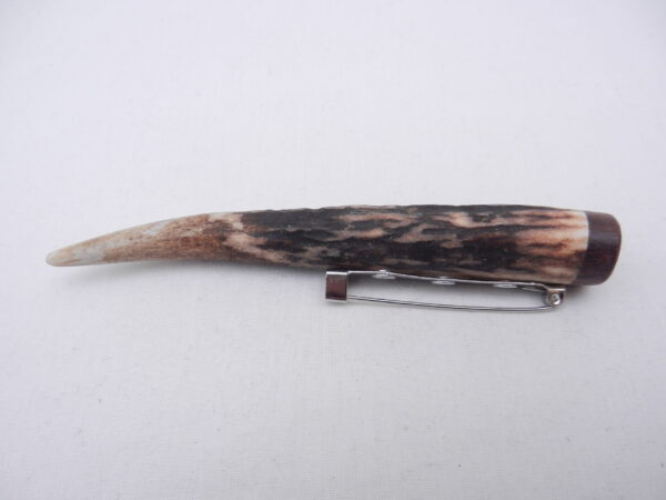 DSCN3981 Scottish Red Deer Antler Kilt Pin with Surinese Snakewood