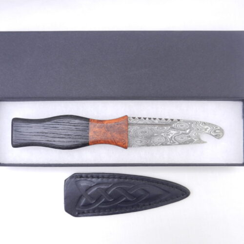 Special Listing for Paul Stoneman - Bog Oak and Desert Ironwood Burr Damascus Steel Sgian Brew