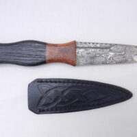 DSCN3389 Special Listing for Paul Stoneman - Bog Oak and Desert Ironwood Burr Damascus Steel Sgian Brew