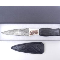 DSCN3402 Special listing for Laura - Scottish Bog Oak and Natural Antler Damascus Sgian Dubh - sharpened