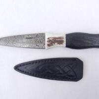 DSCN3403 Special listing for Laura - Scottish Bog Oak and Natural Antler Damascus Sgian Dubh - sharpened