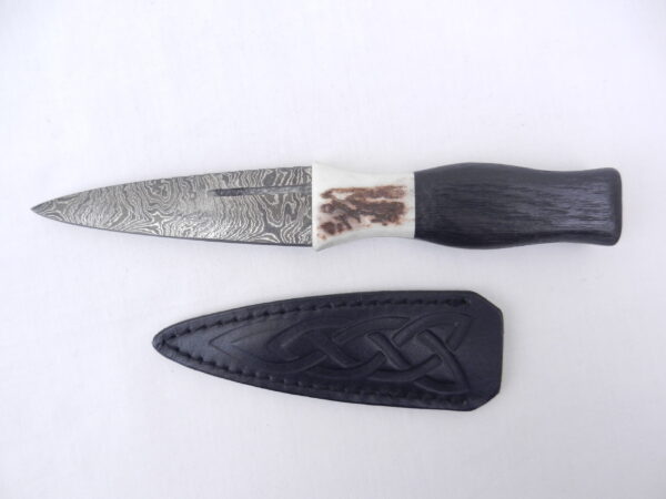 DSCN3403 Special listing for Laura - Scottish Bog Oak and Natural Antler Damascus Sgian Dubh - sharpened