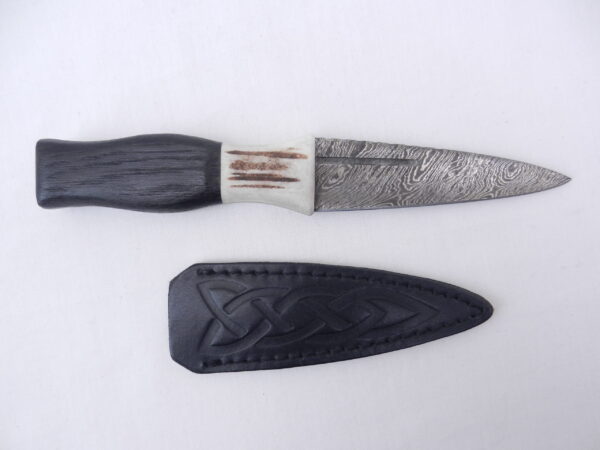DSCN3404 Special listing for Laura - Scottish Bog Oak and Natural Antler Damascus Sgian Dubh - sharpened