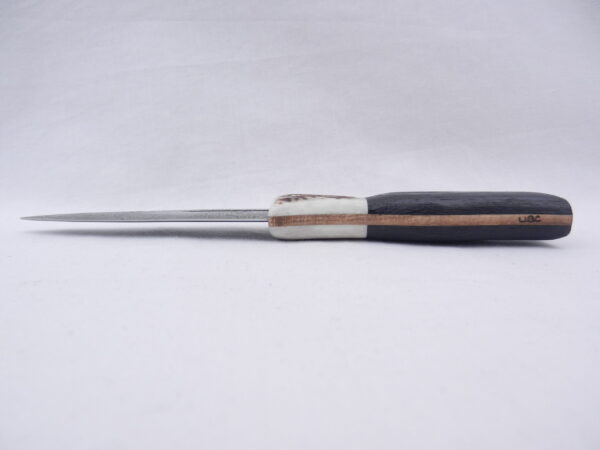 DSCN3405 Special listing for Laura - Scottish Bog Oak and Natural Antler Damascus Sgian Dubh - sharpened