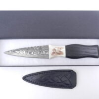 Scottish Bog Oak and Natural Antler Damascus Sgian Dubh