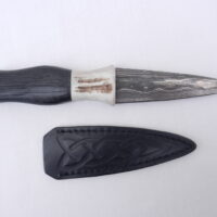 Scottish Bog Oak and Natural Antler Damascus Sgian Dubh