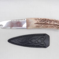 DSCN3435 Scottish Red Deer Antler and Burr Wych Elm Sgian Brew, Scottish gift, bottle opener