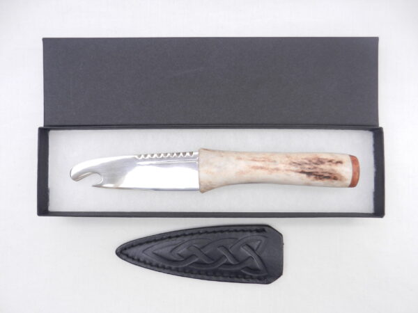 Scottish Red Deer Antler and Burr Wych Elm Sgian Brew, Scottish gift, bottle opener