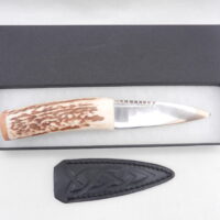Natural Sgian Dubh in Scottish Red Deer Stag Antler and Burr Wych Elm Sapwood