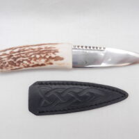 Natural Sgian Dubh in Scottish Red Deer Stag Antler and Burr Wych Elm Sapwood