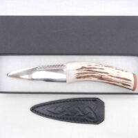 Natural Sgian Dubh in Scottish Red Deer Stag Antler and Burr Wych Elm