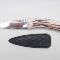 Natural Sgian Dubh in Scottish Red Deer Stag Antler and Burr Wych Elm