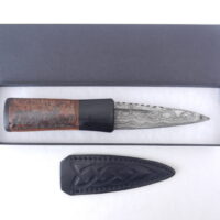 DSCN3509 Natural Blackthorn Damascus Sgian Dubh with Bog Oak and Brazilian Purpleheart centre