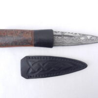 DSCN3510 Natural Blackthorn Damascus Sgian Dubh with Bog Oak and Brazilian Purpleheart centre