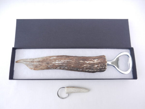 DSCN3517 Scottish Red Deer Antler Bottle Opener with Keyring