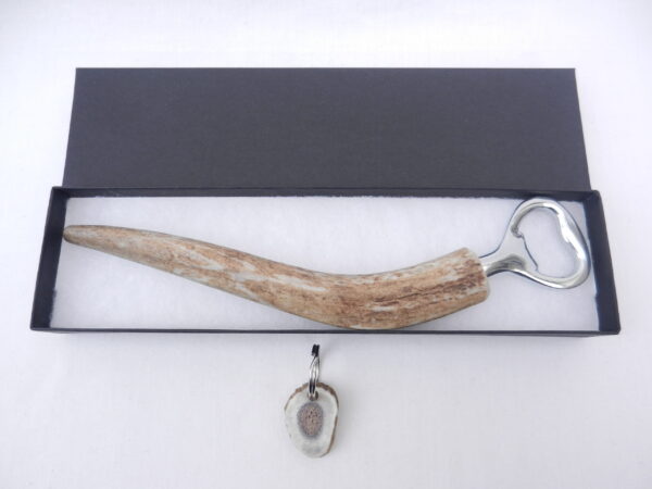 DSCN3523 Scottish Red Deer Antler Bottle Opener with Keyring