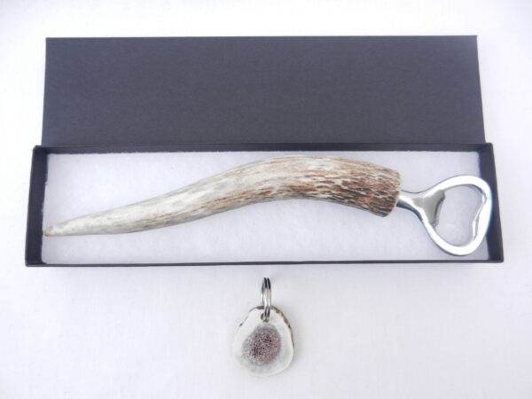 DSCN3546 Scottish Red Deer Antler Bottle Opener with Keyring
