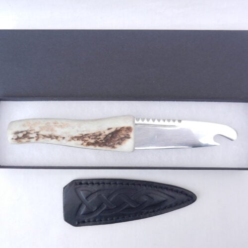 Natural Sgian Brew in Red Deer Stag Antler with Wych Elm centre