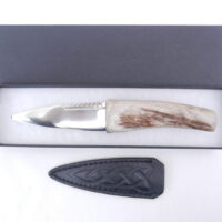 DSCN3600 Natural Sgian Dubh in Scottish Red Deer Antler with Wych Elm centre