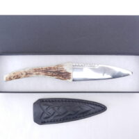 Natural Sgian Dubh in Scottish Red Deer Antler with Wych Elm centre
