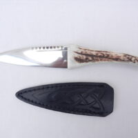 Natural Sgian Dubh in Scottish Red Deer Antler with Wych Elm centre